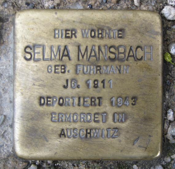 Stolperstein Steinstr 5 Selma Mansbach