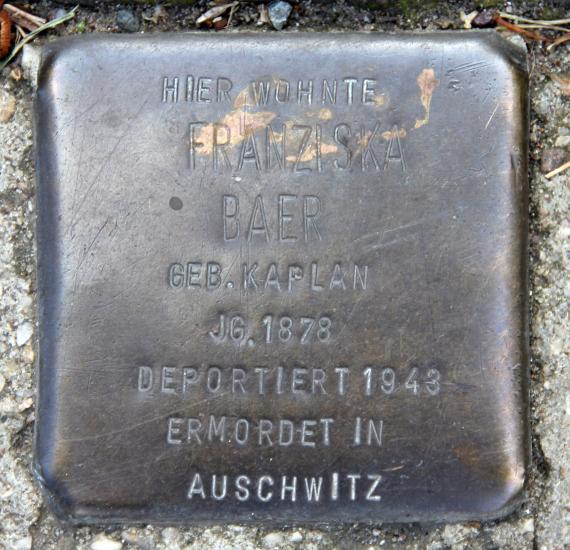 Stolperstein Strausberger Str 39 (Frhai) Franziska Baer