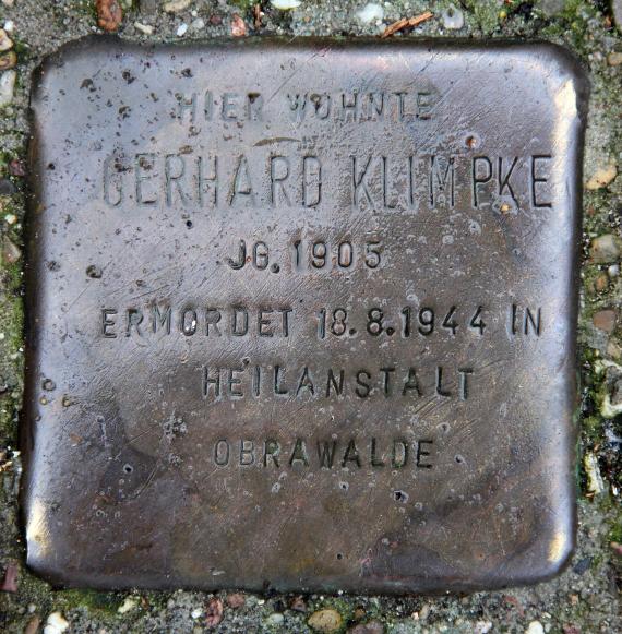 Stolperstein Techowpromenade 54 (Wittn) Gerhard Klimpke
