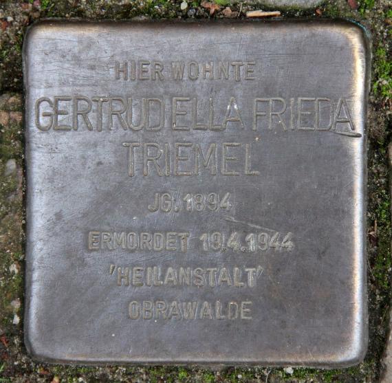 Stumbling Stone Tile-Brügge-Weg 43 (Tegel) Gertrud Ella Frieda Triemel