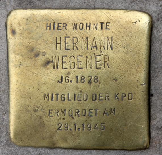Stolperstein Weidenweg 46 (Friedh) Hermann Wegener