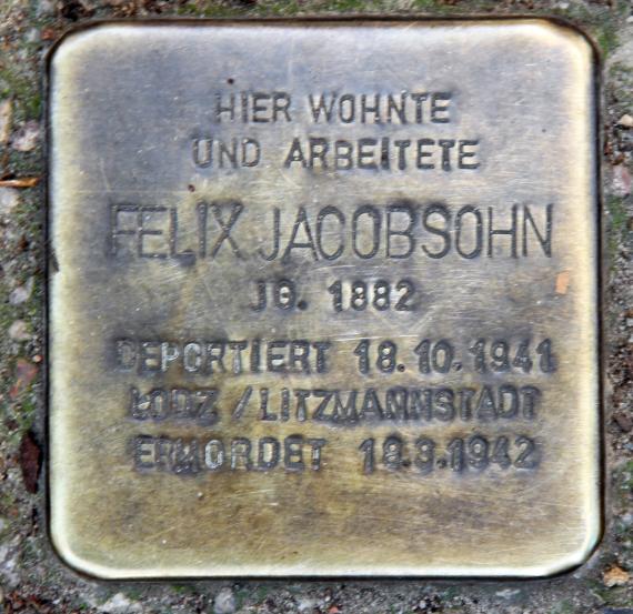Stolperstein Welserstr 23 (Schön) Felix Jacobsohn