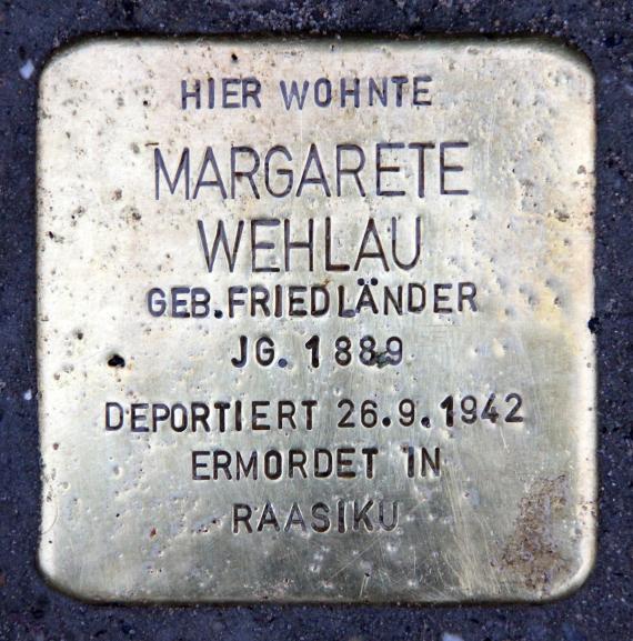 Stumbling stone Welserstr 2 (Schön) Margarete Wehlau