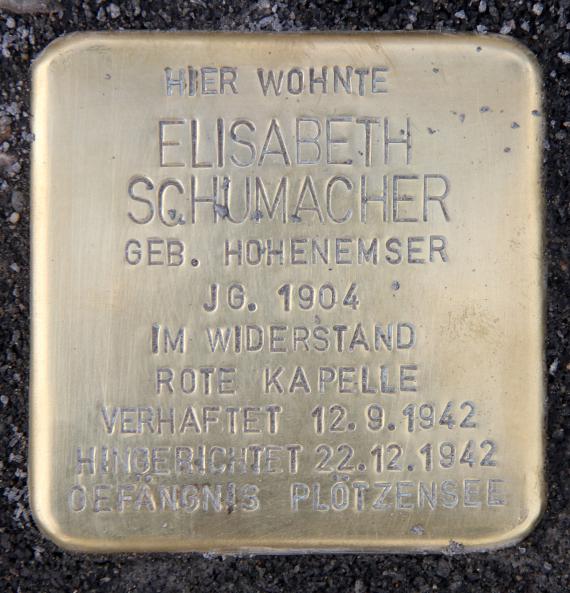 Stolperstein Werner-Voß-Damm 42 (Temph) Elisabeth Schumacher