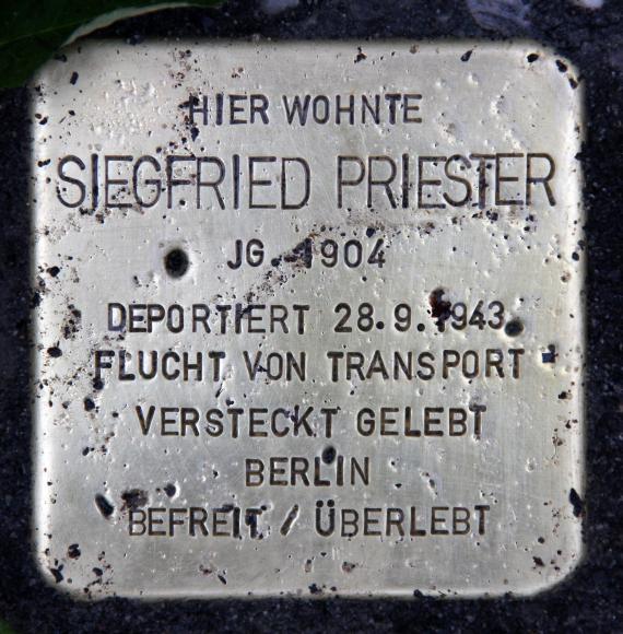 Stolperstein Wielandstr 22 (Schön) Siegfried Priester