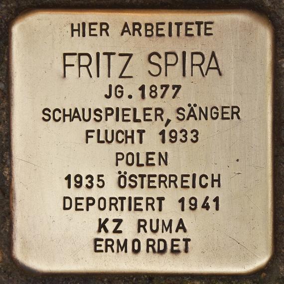 Stumbling stone for Fritz Spira (Berlin)