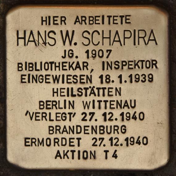 Stumbling Stone for Hans W. Schapira (Berlin)