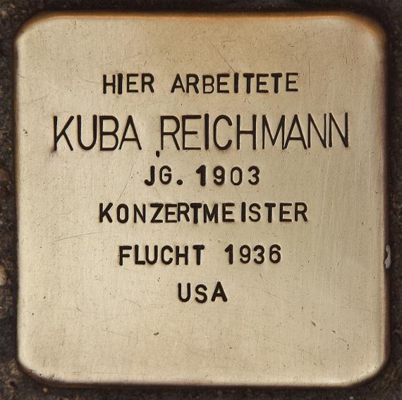 Stumbling stone for Kuba Reichmann (Berlin)