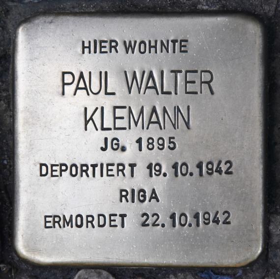 Stolperstein für Paul Walter Klemann