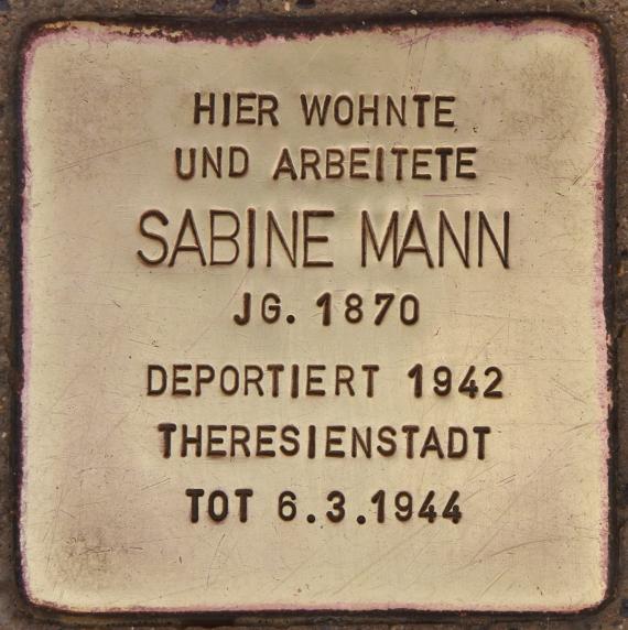 Stumbling stone for Sabine Mann (Bad Kissingen)