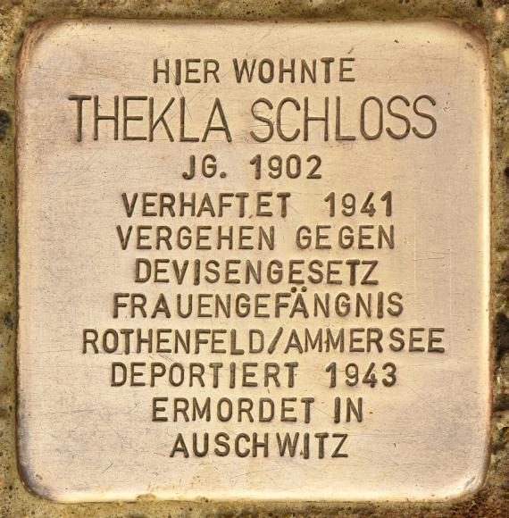 Stumbling stone for Thekla Schloss (Bad Kissingen)