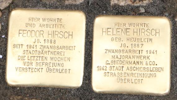 Stumbling stones for the married couple Feodor and Helene Hirsch, Breite Straße 41a