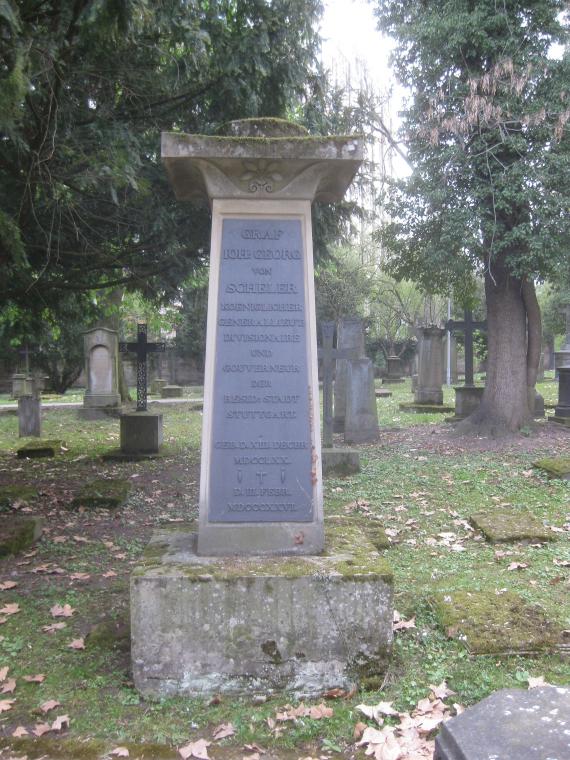 Stuttgart, Hoppenlaufriedhof, Grab von Johann Georg von Scheler, Vorderseite