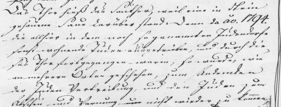 Excerpt from a document in the tower knob of St. Stephen's Church in Aschersleben. It describes the expulsion of the Jews from the town in 1494.