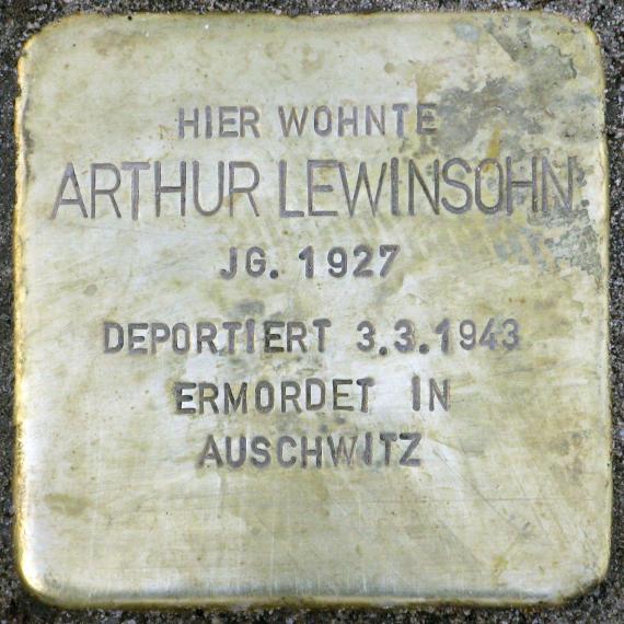 Stolperstein.Alt-Hohenschönhausen.Konrad-Wolf-Straße 41.Arthur Lewinsohn.6795