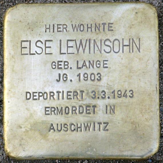 Stolperstein.Alt-Hohenschönhausen.Konrad-Wolf-Straße 41.Else Lewinsohn.6803