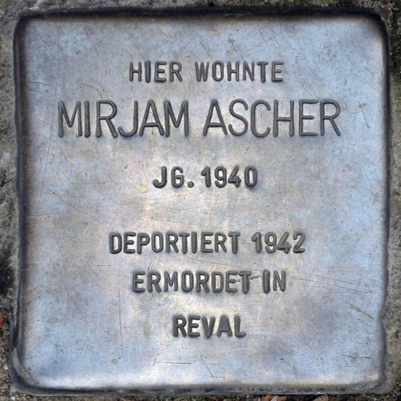 Stolperstein.Alt-Hohenschönhausen.Sandinostraße 22.Mirjam Ascher.6178