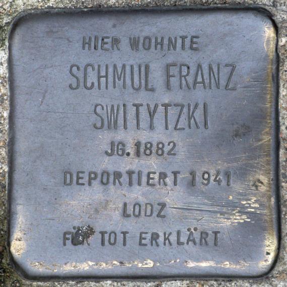Stolperstein.Alt-Hohenschönhausen.Weißenseer Weg 32.Schmul Franz Switytzki.6117