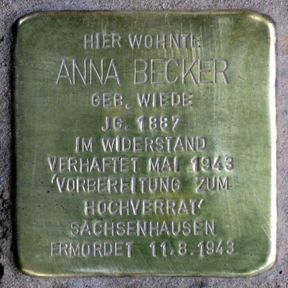 Stolperstein.Borsigwalde.Schubartstraße 61.Anna Becker.7362