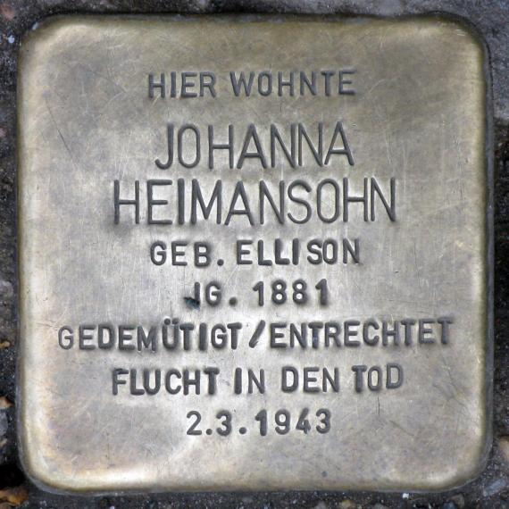 Stolperstein.Friedrichshain.Frankfurter Allee 100.Johanna Heimansohn.8125
