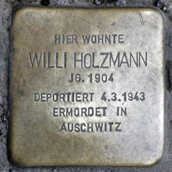 Stolperstein.Friedrichshain.Niederbarnimstraße 7.Willi Holzmann.7915