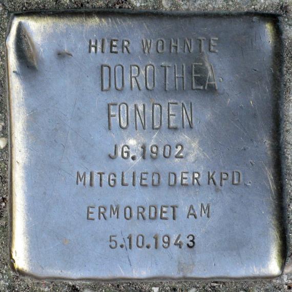 Stolperstein.Friedrichshain.Oderstraße 34.Dorothea Fonden.6505