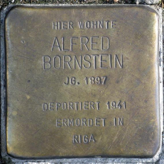 Stolperstein.Friedrichshain.Petersburger Straße 63.Alfred Bornstein.6477