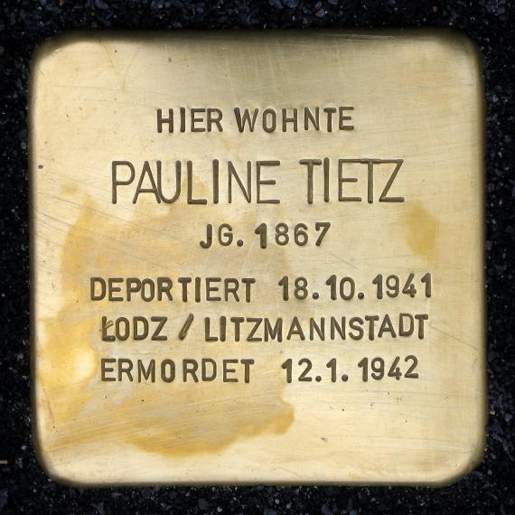 Stolperstein.Friedrichshain.Platz der Vereinten Nationen 23.Pauline Tietz.0126