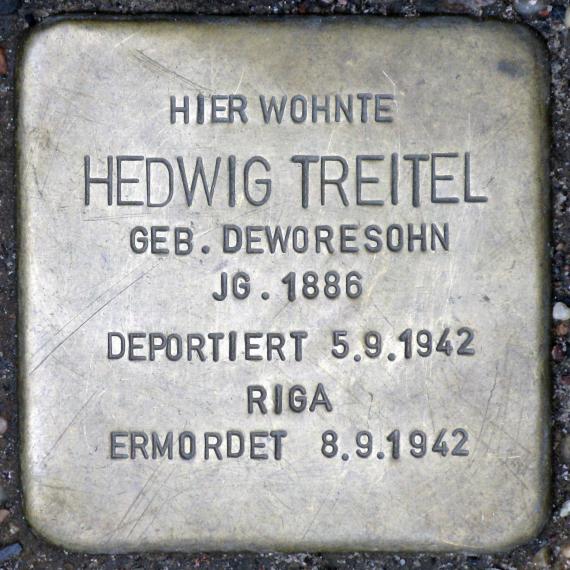 Stolperstein.Friedrichshain.Richard-Sorge-Straße 34.Hedwig Treitel.7784