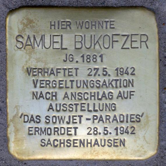 Stolperstein.Friedrichshain.Rigaer Straße 80.Samuel Bukofzer.5657