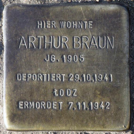 Stolperstein.Friedrichshain.Simplonstraße 77.Arthur Braun.6588