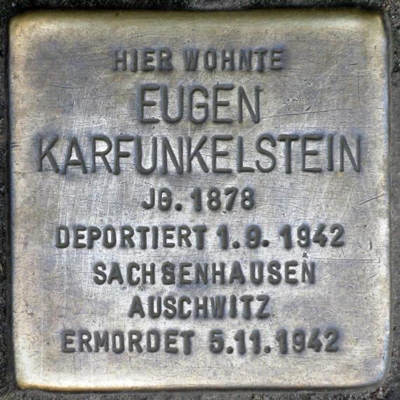 Stolperstein.Friedrichshain.Sonntagstraße 11.Eugen Karfunkelstein.6555