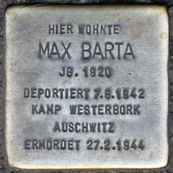 Stolperstein.Friedrichshain.Sonntagstraße 29.Max Barta.6536