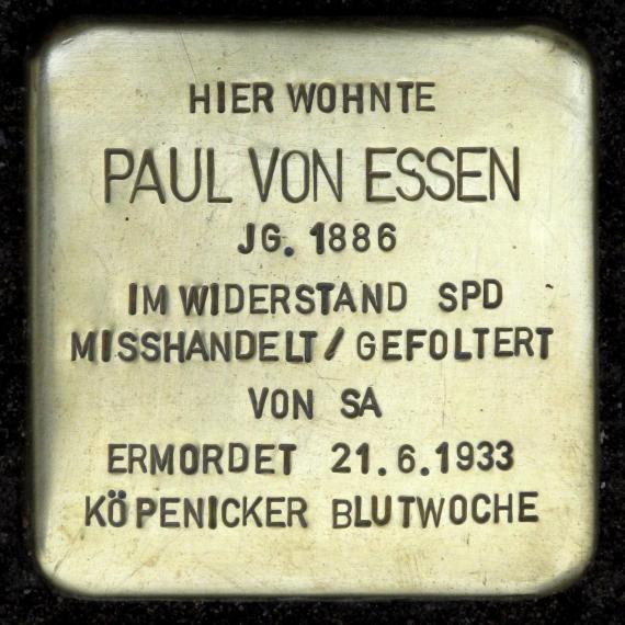 Stolperstein.Köpenick.Essenplatz 9.Paul von Essen.1432