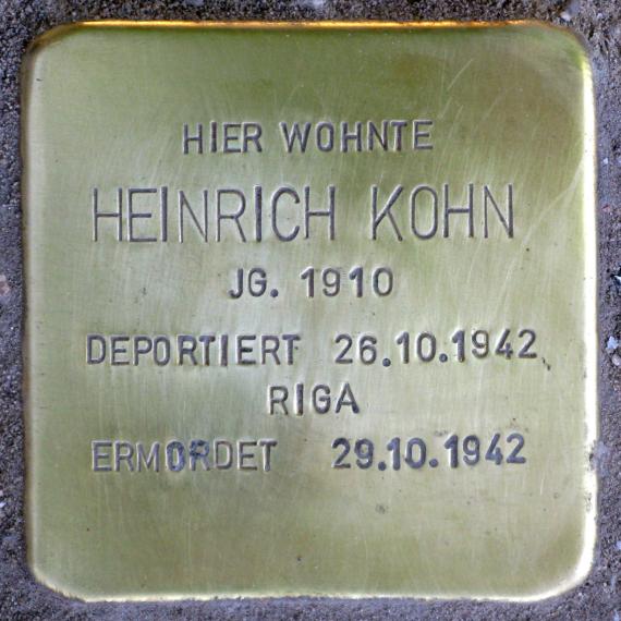 Stolperstein.Köpenick.Mahlsdorfer Straße 94.Heinrich Kohn.5482