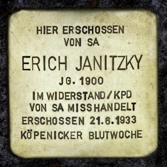 Stolperstein.Köpenick.Schmausstraße 2.Erich Janitzky.1462