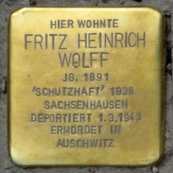 Stolperstein.Mitte.Dresdener Straße 95.Fritz Heinrich Wolff.4707