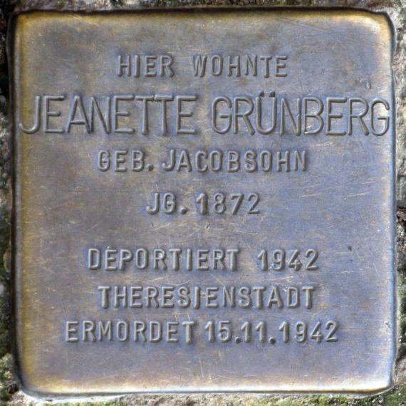 Stolperstein.Mitte.Fehrbelliner Straße 22.Jeanette Grünberg.5556