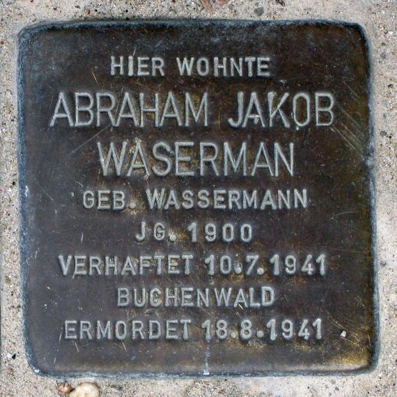 Stolperstein.Mitte.Kommandantenstraße 68 69.Abraham Jakob Waserman.0512