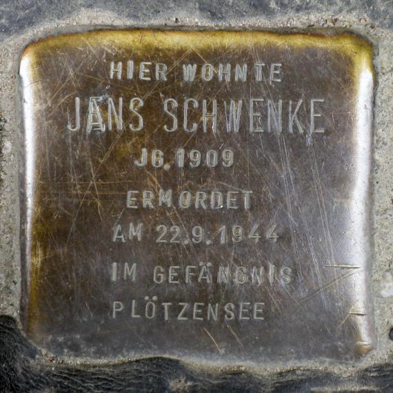 Stolperstein.Mitte.Ohmstraße 10.Jans Schwenke.2166