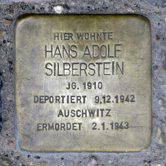 Stolperstein.Mitte.Schönholzer Straße 6.Hans Adolf Silberstein.3776