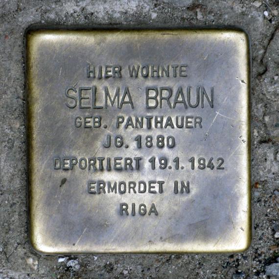 Stolperstein.Mitte.Schröderstraße 2.Selma Braun.3918