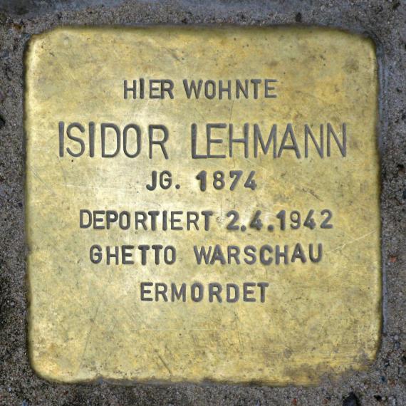Stolperstein.Mitte.Tucholskystraße 41.Isidor Lehmann.1704
