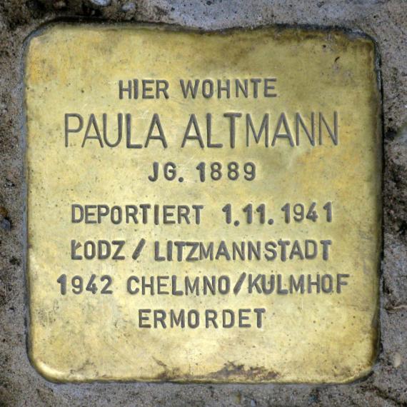 Stolperstein.Mitte.Tucholskystraße 41.Paula Altmann.1702