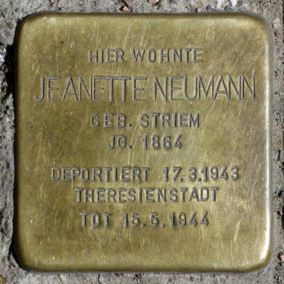 Stolperstein.Mitte.Veteranenstraße 23.Jeanette Neumann.3272