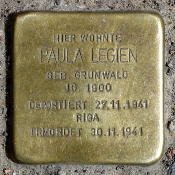 Stolperstein.Mitte.Veteranenstraße 23.Paula Legien.3276