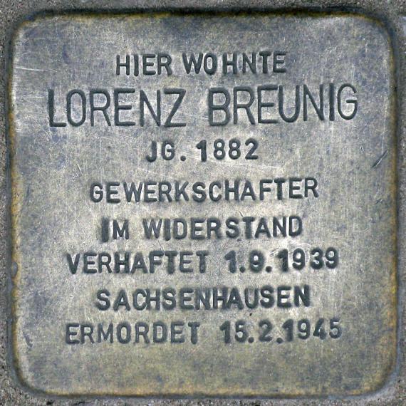 Stolperstein.Pankow.Miltenberger Weg 9.Lorenz Breunig.5929