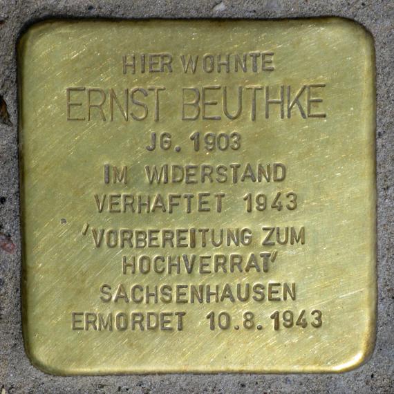Stolperstein.Reinickendorf.Quäkerstraße 28.Ernst Beuthke.8090