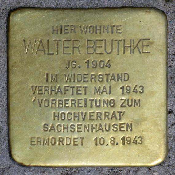 Stolperstein.Reinickendorf.Quäkerstraße 28.Walter Beuthke.8094