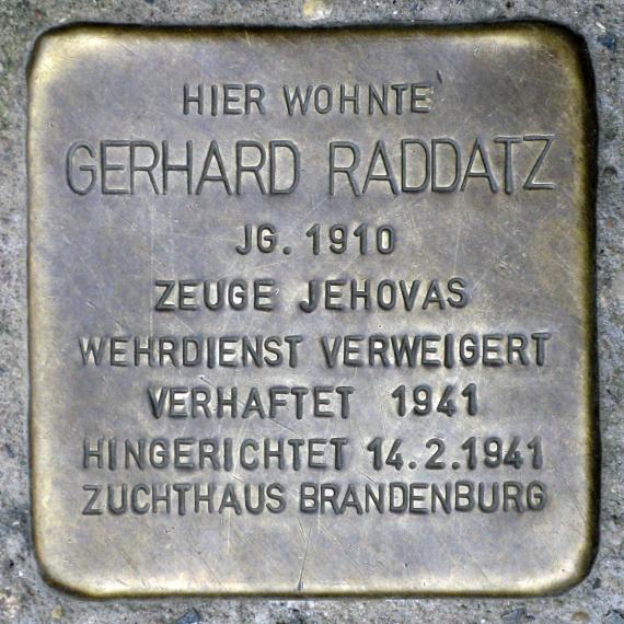 Stolperstein.Rummelsburg.Wönnichstraße 103.Gerhard Raddatz.4413